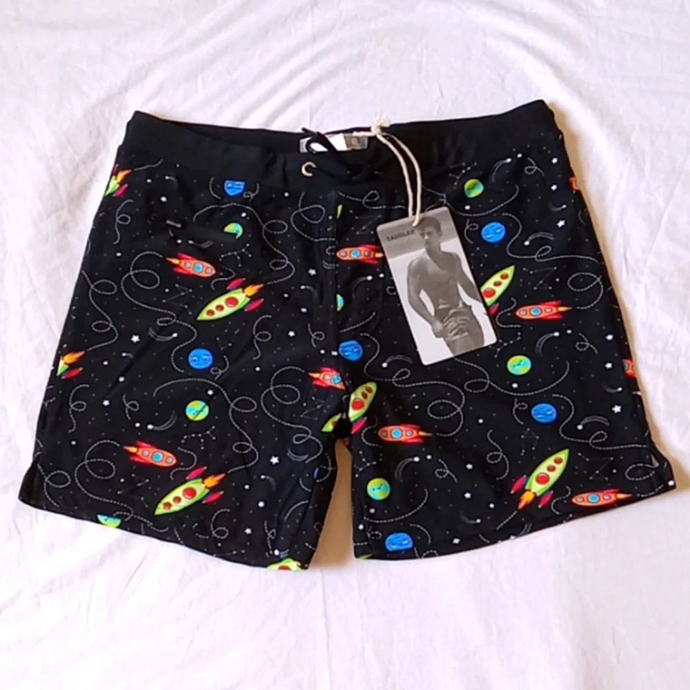 Taddlee Men Swim Brief Boxer Shorts Black Surf Board Shorts Trunks Size S